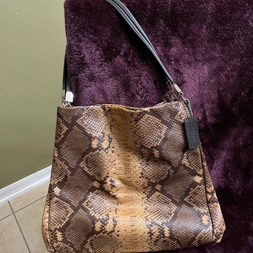 Coach Snake Print leather Shoulder Bag